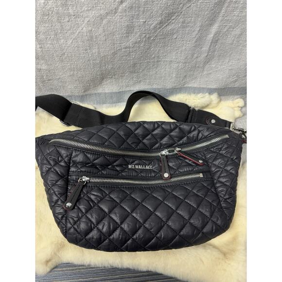 MZ Wallace Crossbody Metro Sling Bag Black Quilted Fanny - Picture 1 of 9